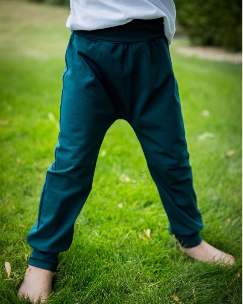 Pantaloni de trening largi pentru copii, LIGHT, verde sticlă
