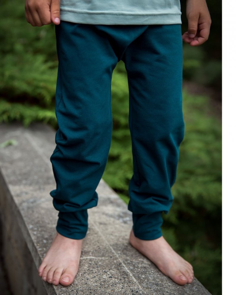 Pantaloni de trening largi pentru copii, LIGHT, verde sticlă