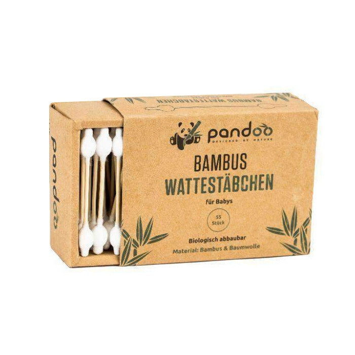 Bețișoare de urechi pentru copii din bambus cu bumbac organic, 55 buc