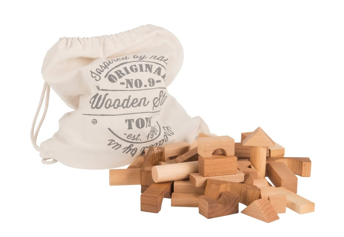 Wooden Story Zaruri in punga de bumbac - 60 buc - Natural