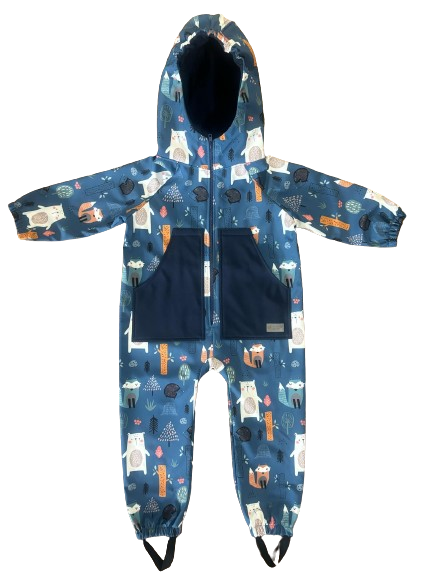 Monkey Mum® Combinezon softshell cu membrană – Animăluțe de noapte - măr. 98/104, 110/116