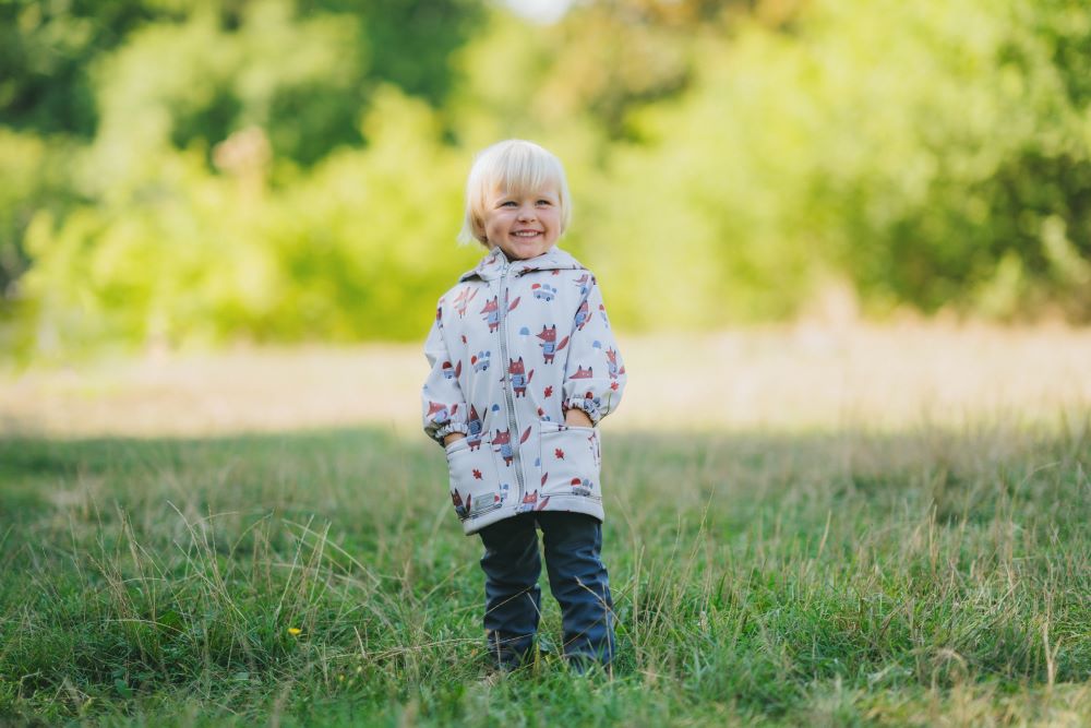 Geacă softshell pentru copii cu membrană Monkey Mum® - Vulpi pe ciuperci