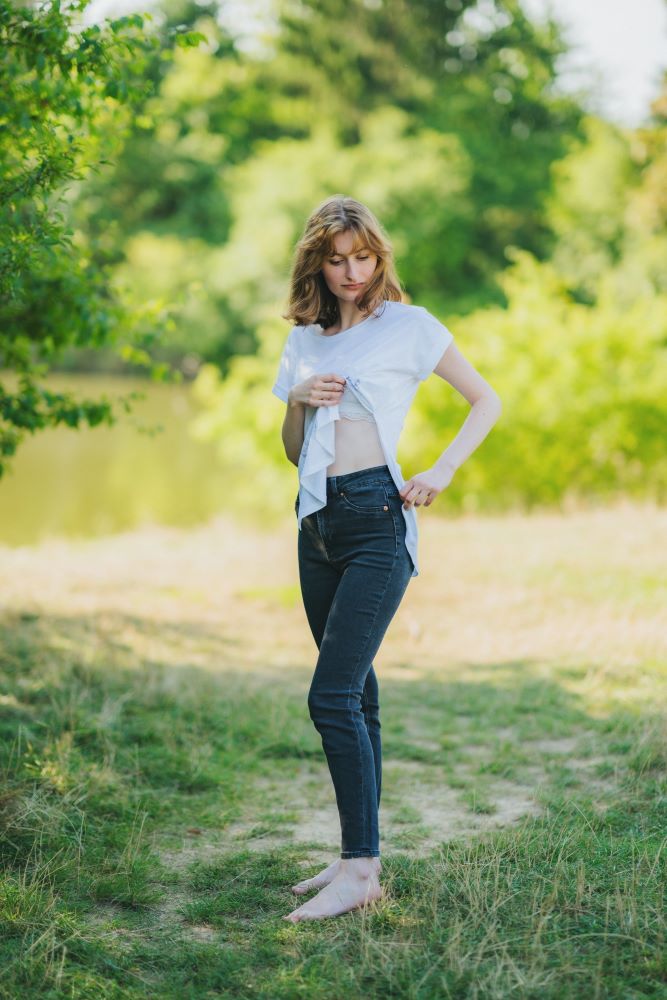 Tricou pentru alăptare Monkey Mum® alb - maimuțică
