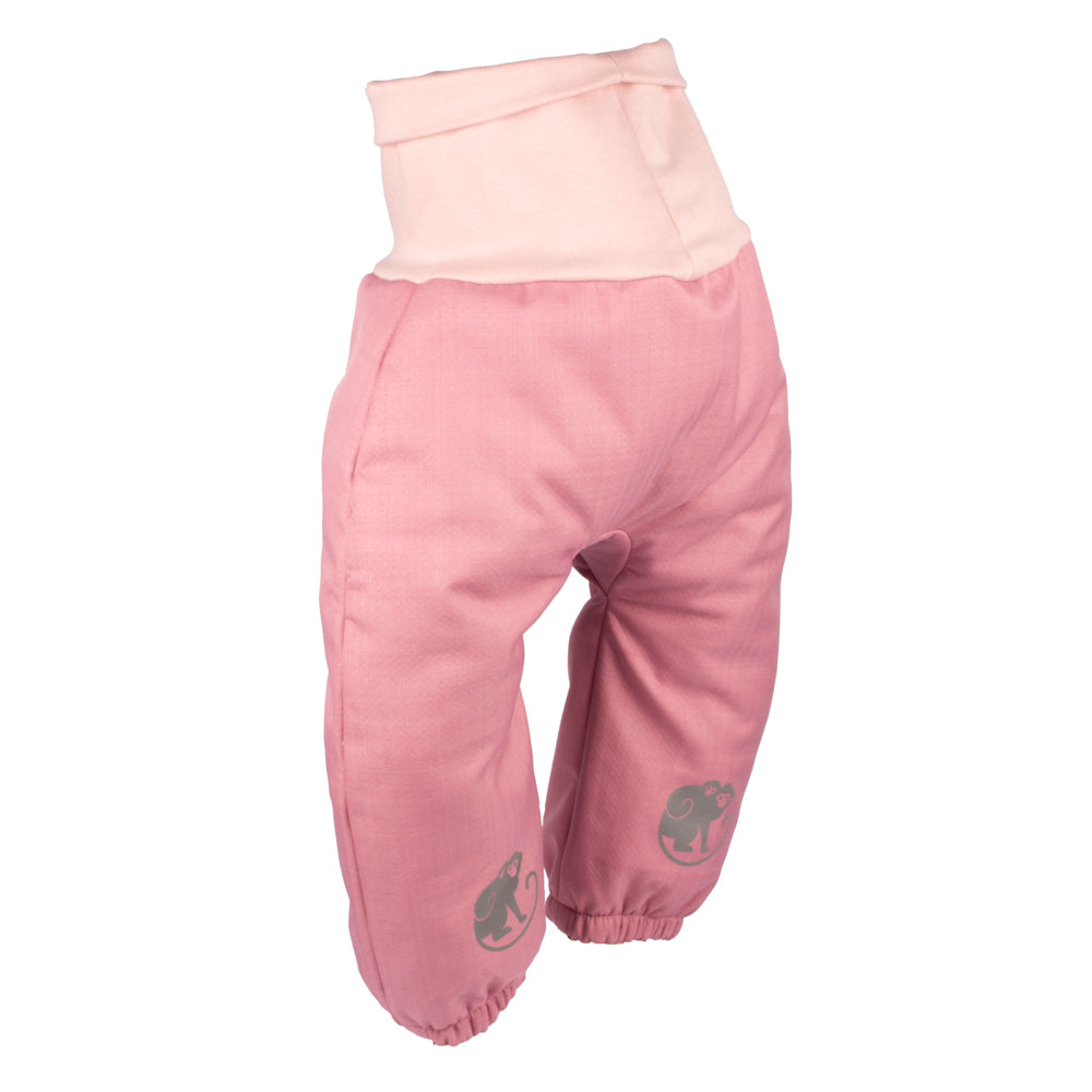 Pantaloni de iarnă extensibili din softshell pentru copii cu blăniță Monkey Mum® - Oiță roz