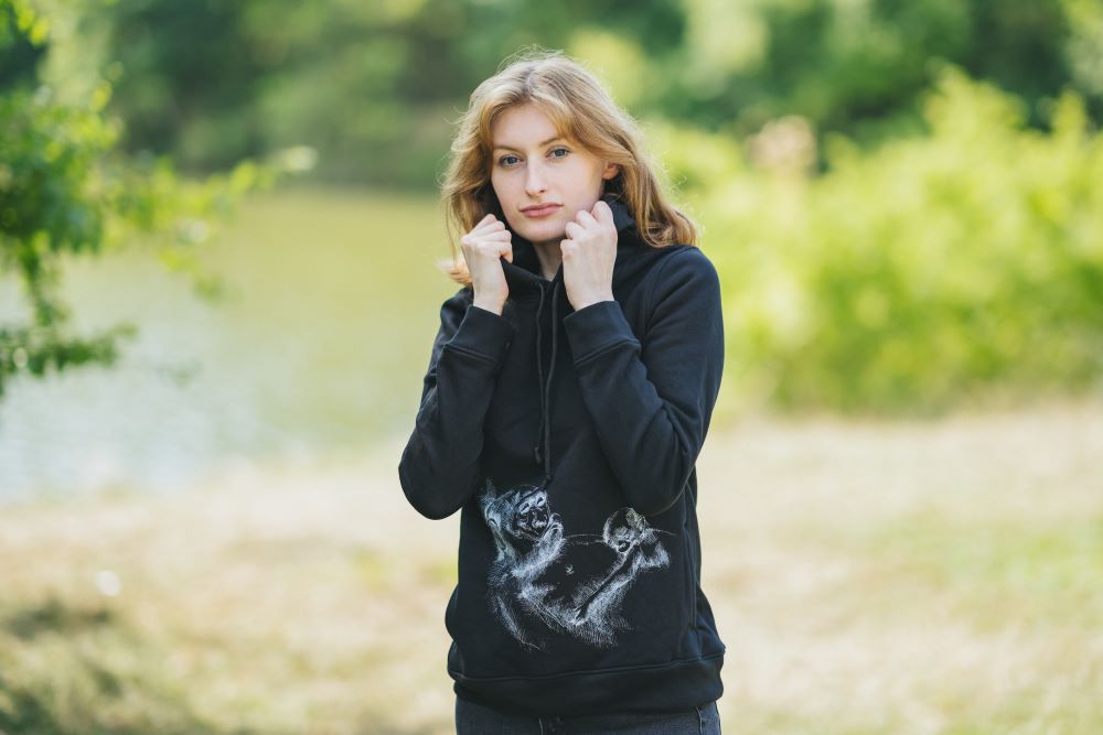 Hanorac pentru alăptare Monkey Mum® negru - maimuțică