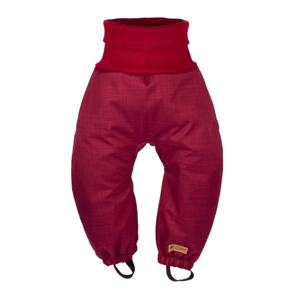 Pantaloni de iarnă extensibili din softshell pentru copii cu blăniță Monkey Mum® - Scufița Roșie bordo