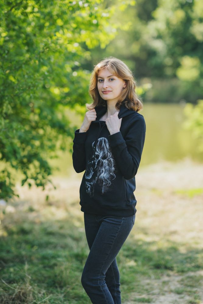 Hanorac pentru alăptare Monkey Mum® negru - mamă iubitoare