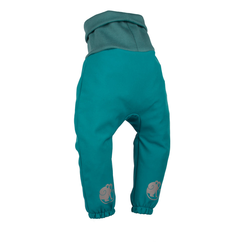 Pantaloni de copii extensibili din softshell cu membrană Monkey Mum® - Șopârlă veselă