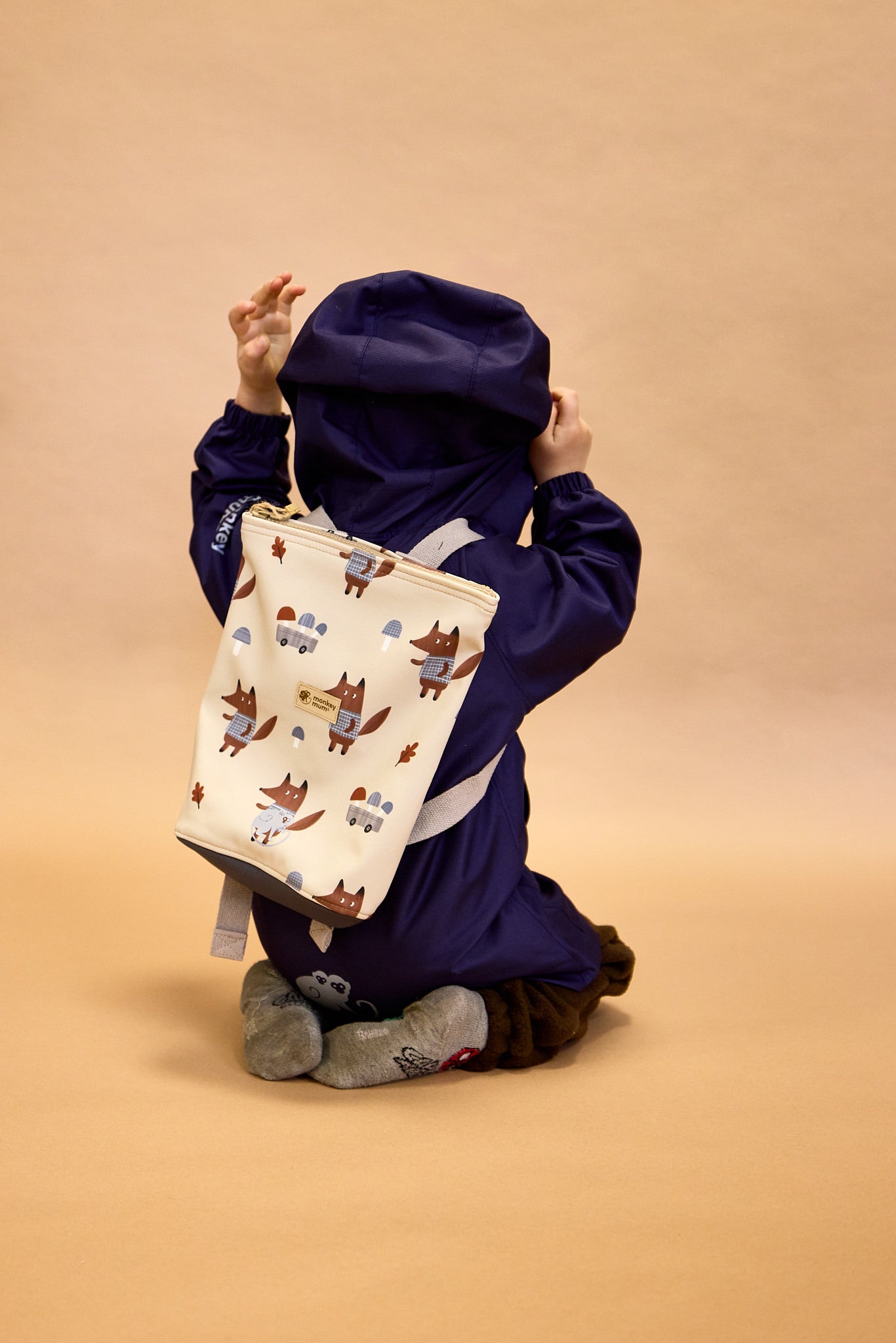 Rucsac softshell pentru copii Monkey Mum®  - Bej