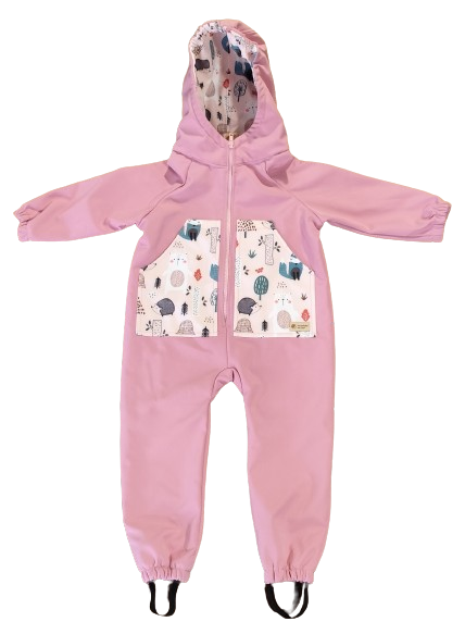 Monkey Mum® combinezon softshell cu membrană – Animăluțe dulci - măr. 98/104, 110/116