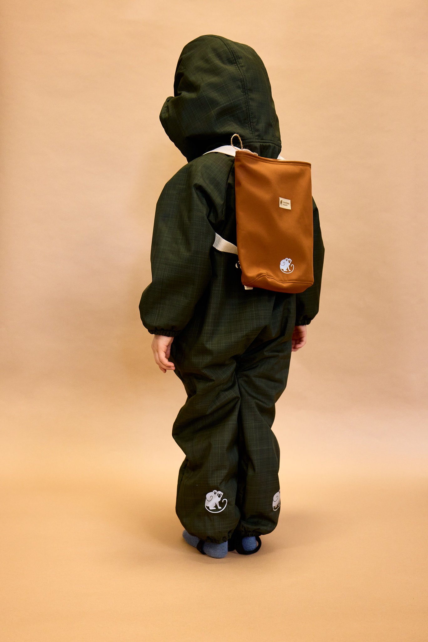 Rucsac softshell pentru copii Monkey Mum®  - Urs origami - Albastru închis