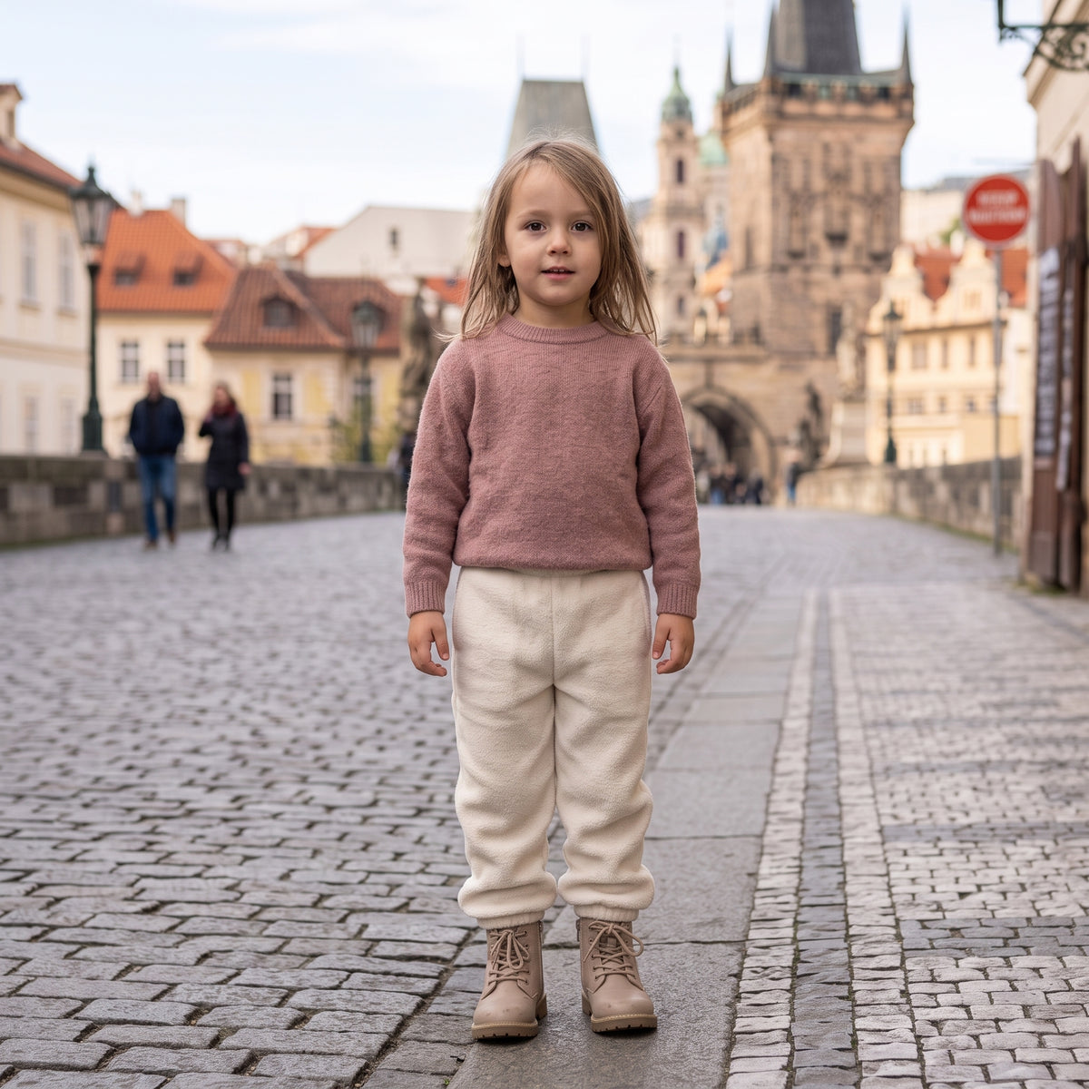 Monkey Mum® pantalonași din fleece - Bej