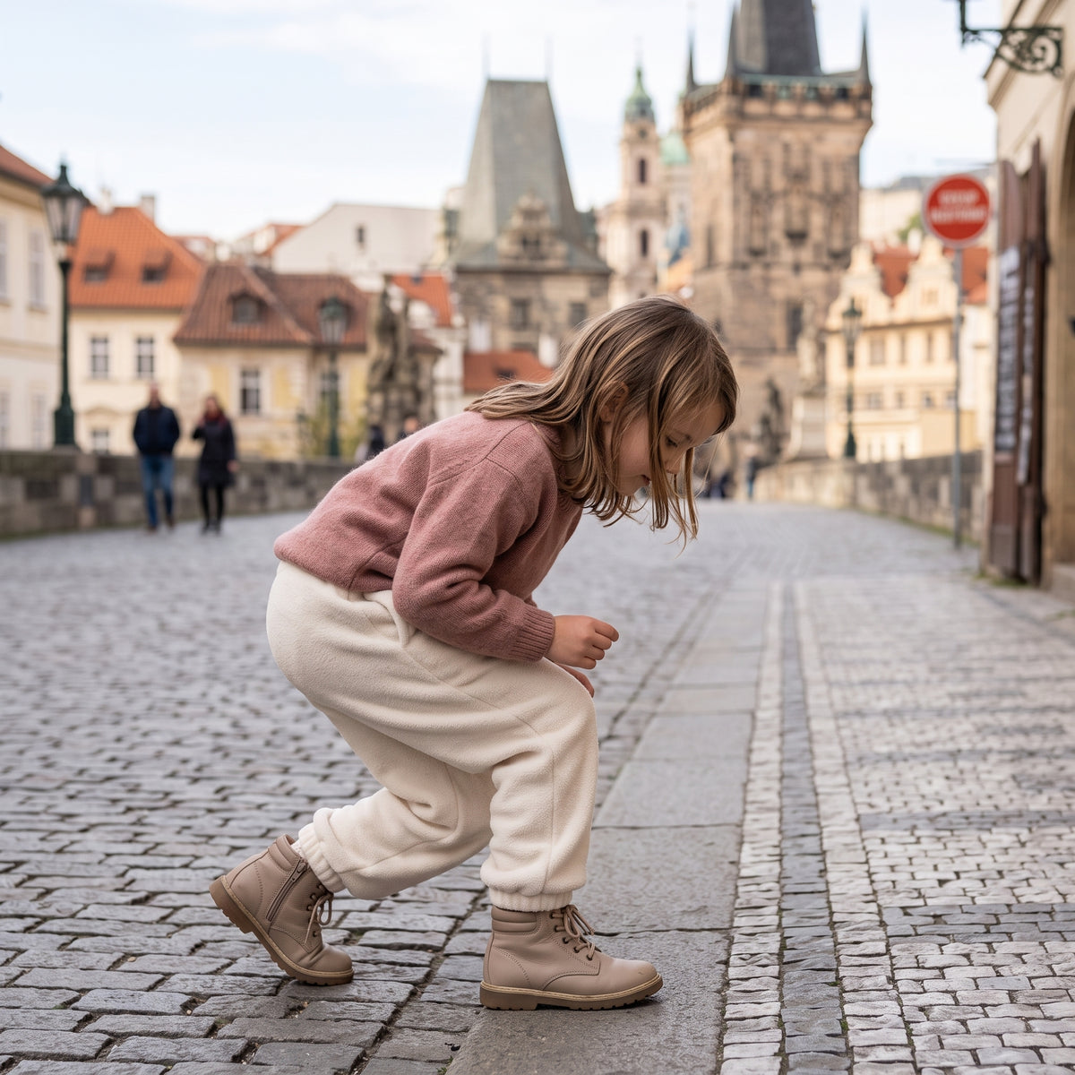 Monkey Mum® pantalonași din fleece - Bej