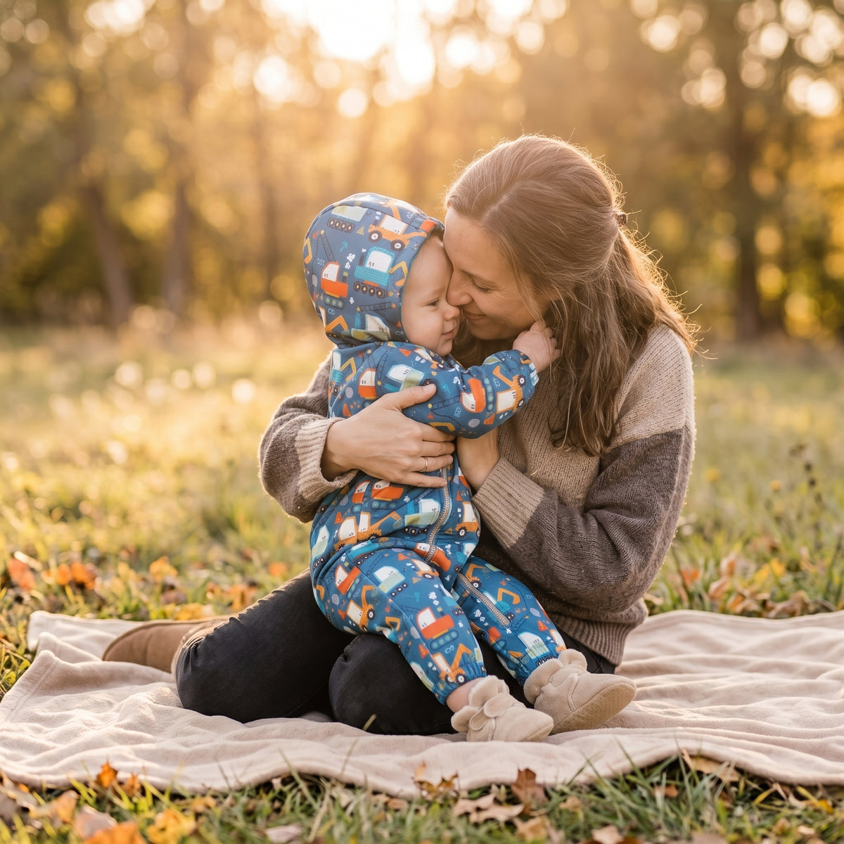 Monkey Mum® Combinezon softshell cu membrană – Șantier jucăuș - măr. 62/68, 74/80