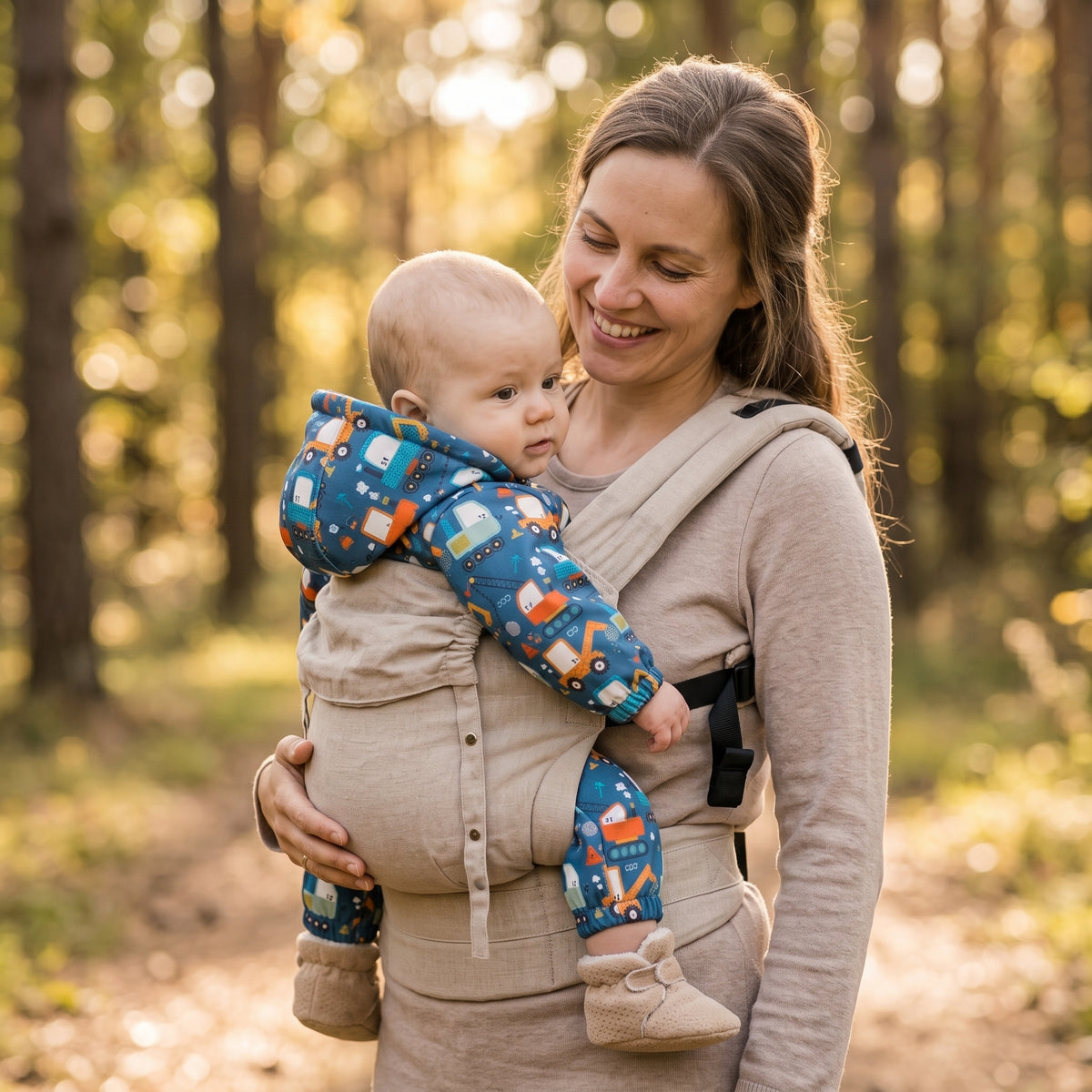 Monkey Mum® Combinezon softshell cu membrană – Șantier jucăuș - măr. 62/68, 74/80