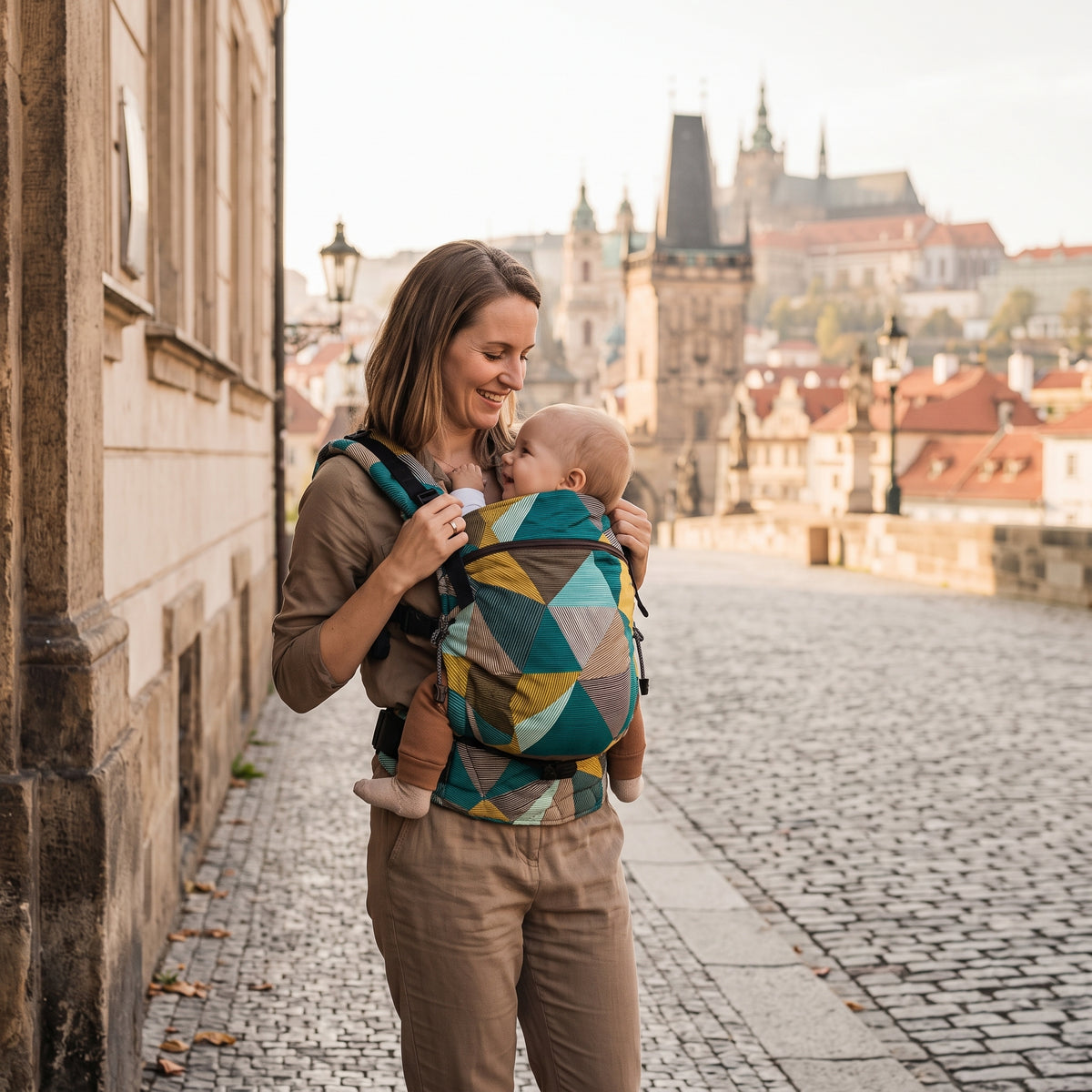 Monkey Mum® Marsupiu ergonomic ajustabil Carrie - Farmec geometric