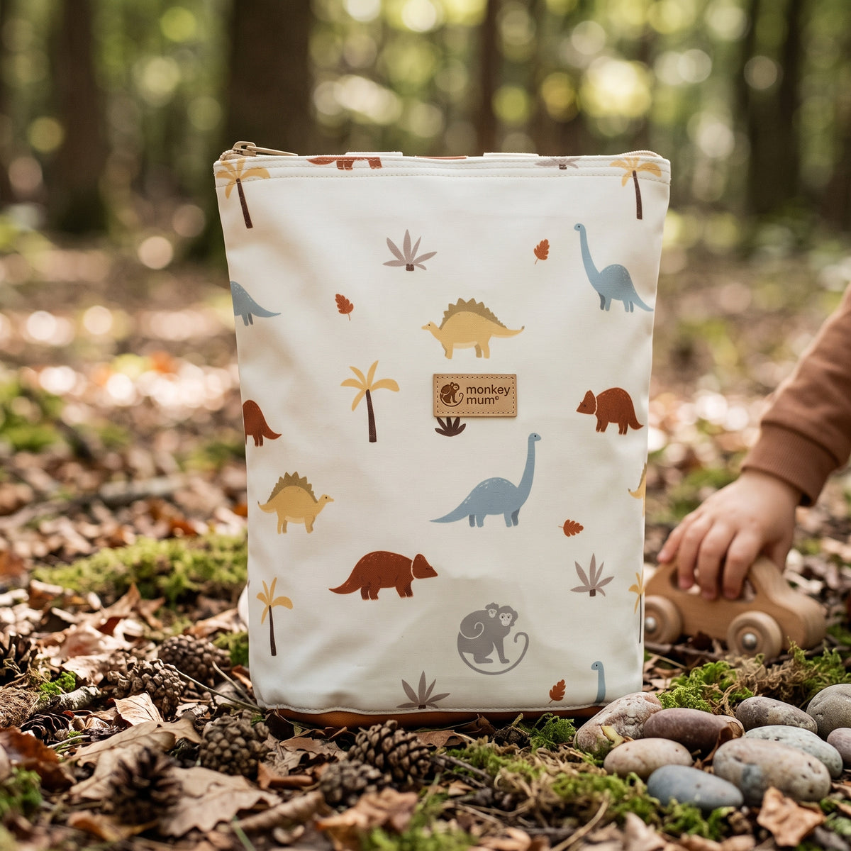 Rucsac softshell pentru copii Monkey Mum® - Povestea dinozaurilor