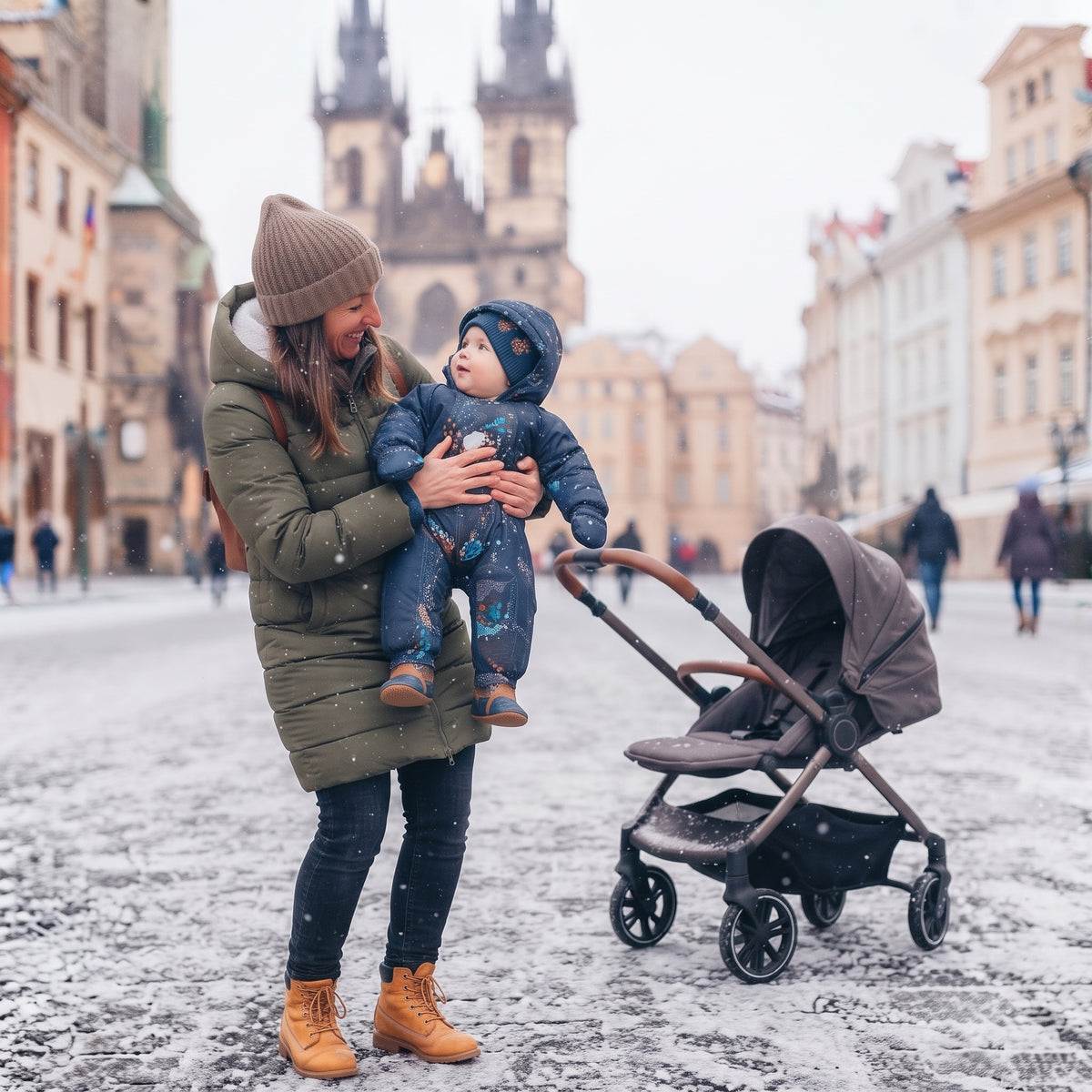 Monkey Mum® Combinezon de iarnă softshell pentru copii cu blăniță de miel - Poveste de seară cu ursuleț - măr. 62/68, 74/80