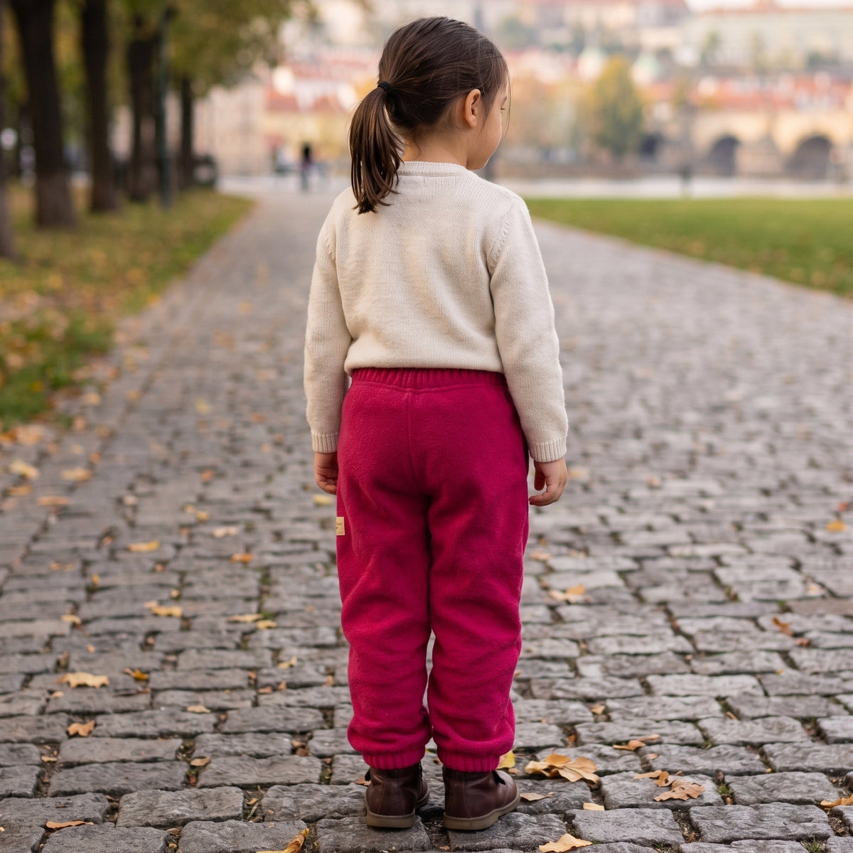 Monkey Mum® pantalonași din fleece - Vișiniu