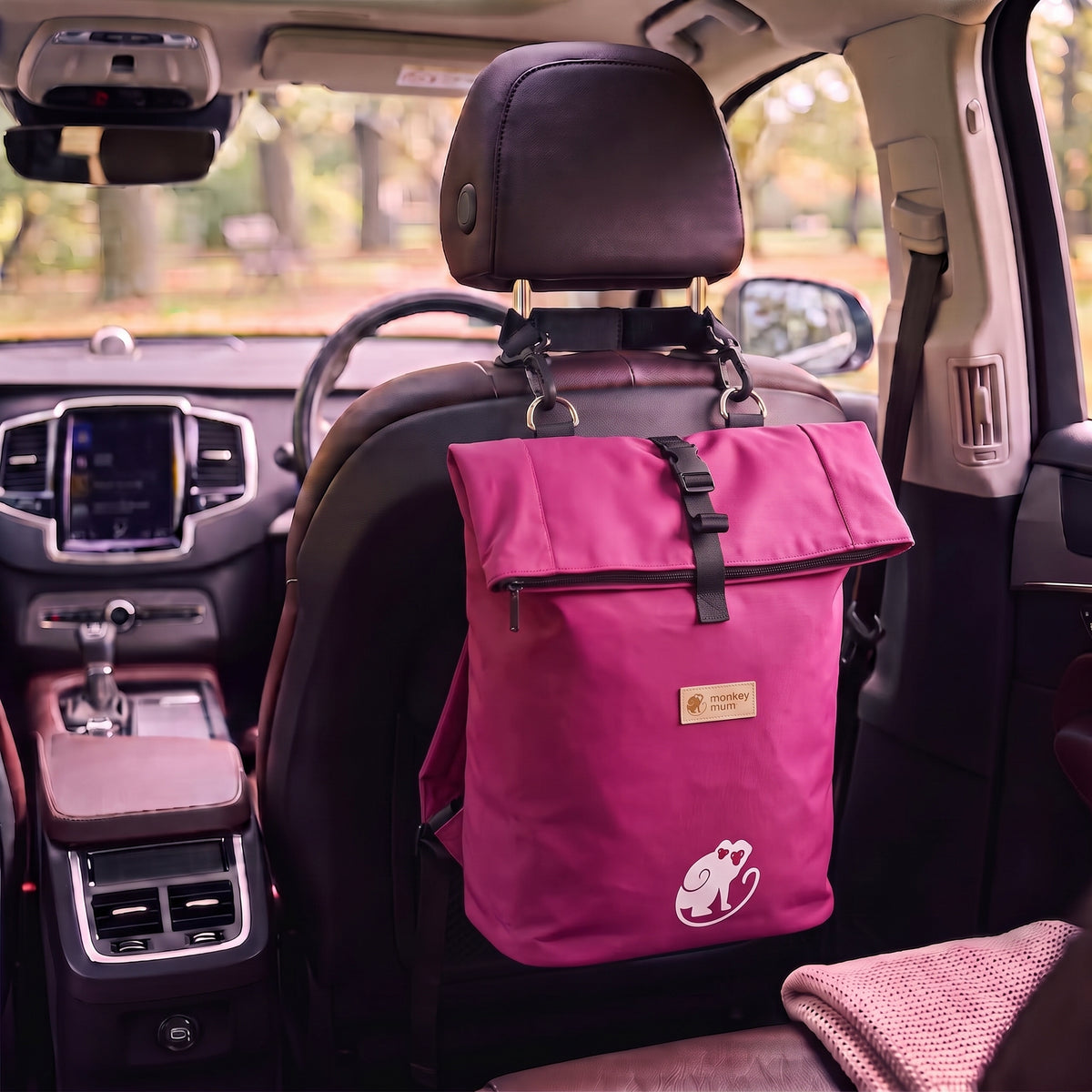 Monkey Mum® Rucsac din softshell pentru cărucior – Zmeură suculentă