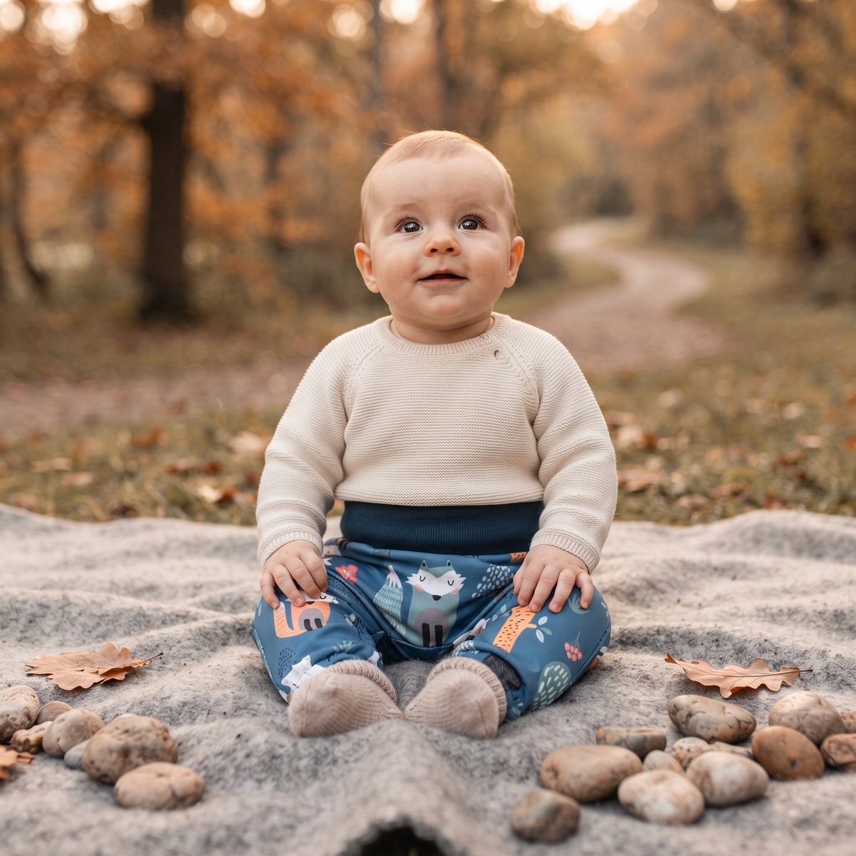 Pantaloni pentru copii din softshell cu membrană Monkey Mum® - Animăluțe de noapte