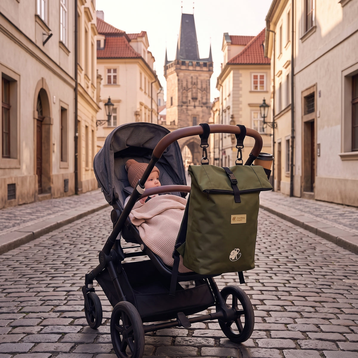 Monkey Mum® Rucsac din twill pentru cărucior – Culorile pădurii