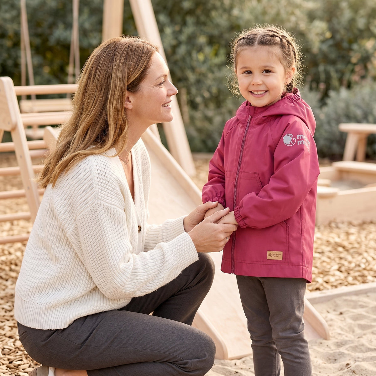 Monkey Mum® geacă din material foșnitor cu mâneci raglan - Vișinie