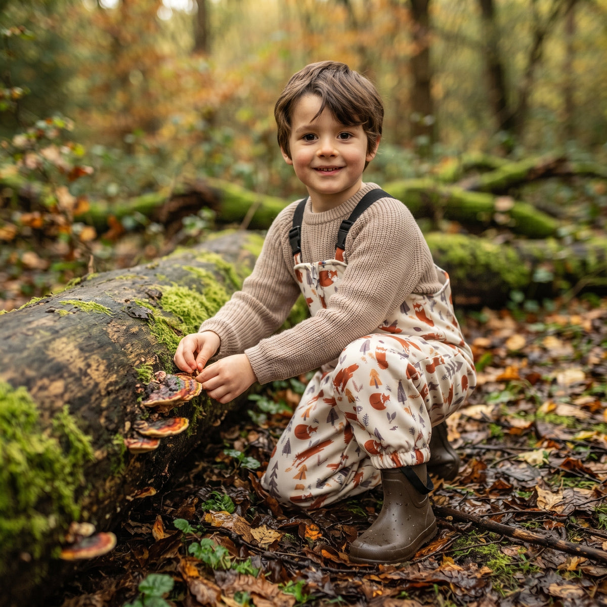 Monkey Mum® pantaloni cu pieptar softshell cu membrană - Joaca vulpițelor