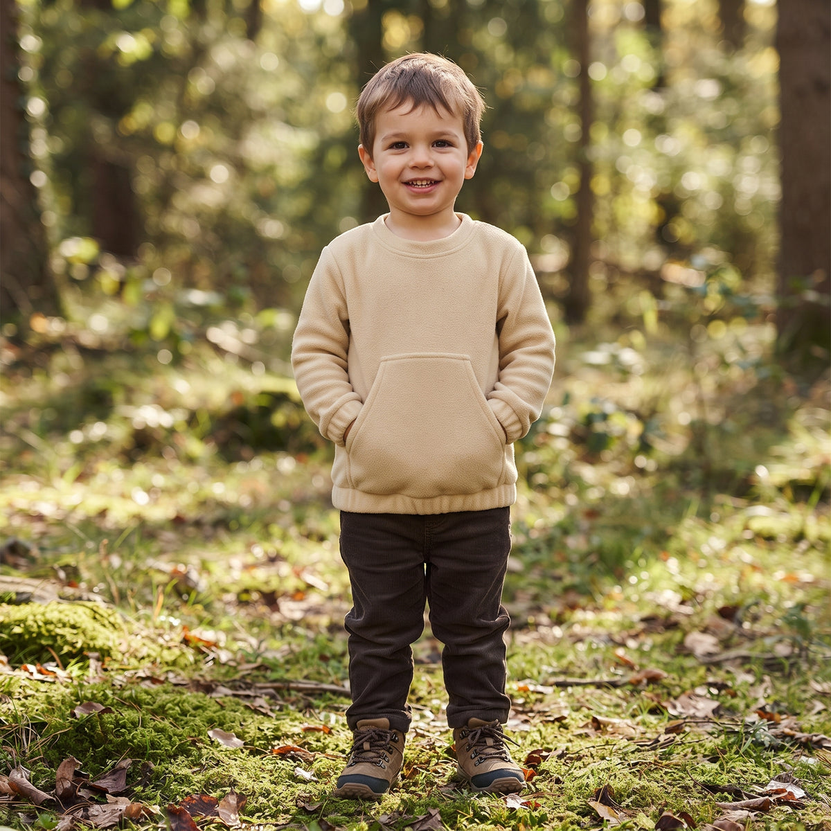 Hanorac fleece pe cap Monkey Mum® - Bej