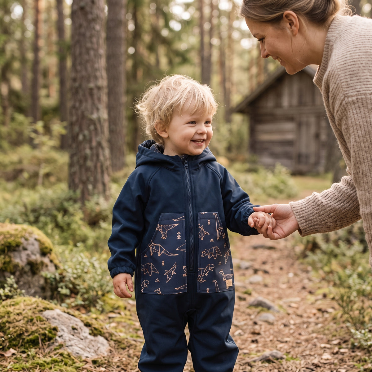 Monkey Mum® combinezon softshell cu membrană – Cerul dinozaurilor - măr. 98/104, 110/116