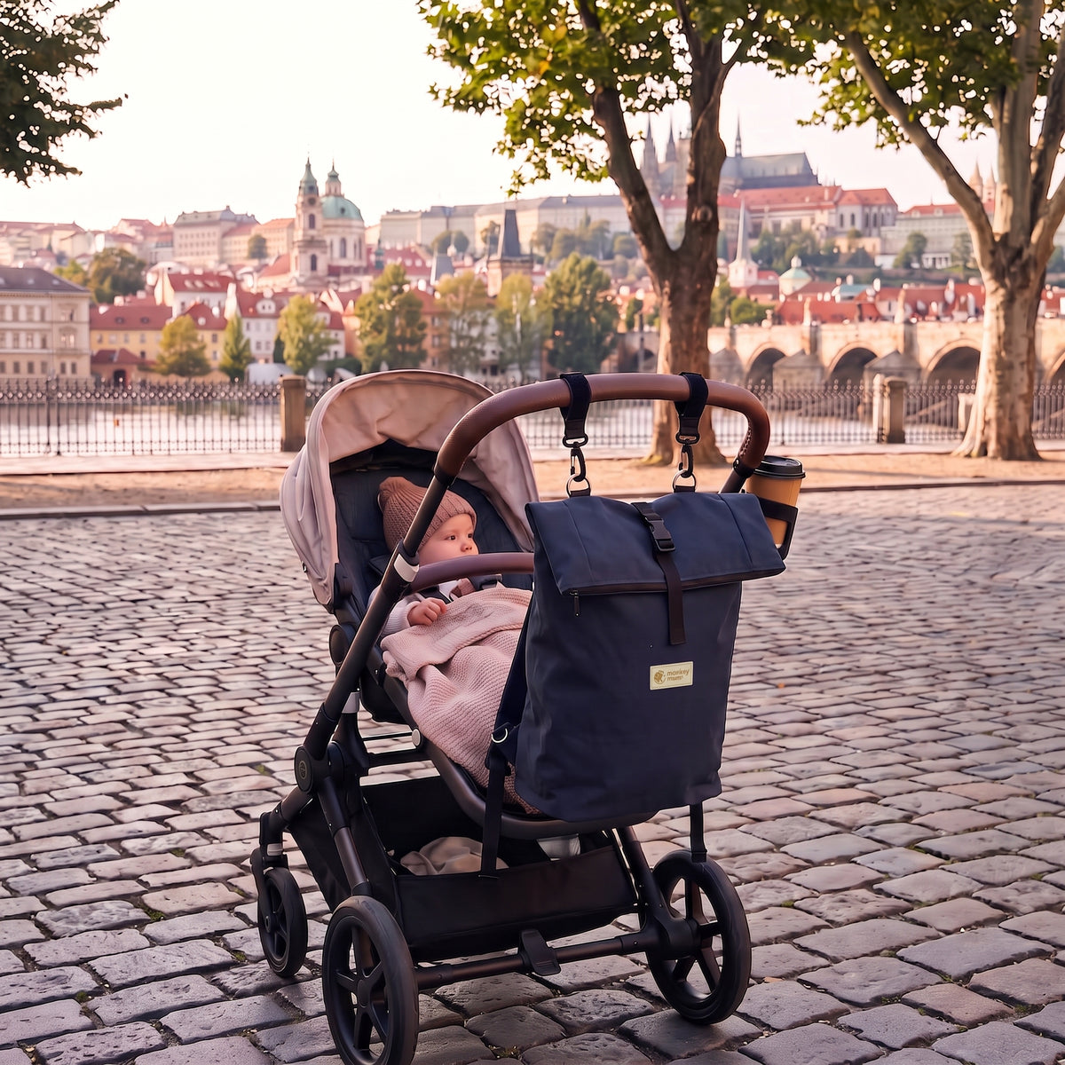 Monkey Mum® Rucsac din softshell pentru cărucior – Cerul nopții