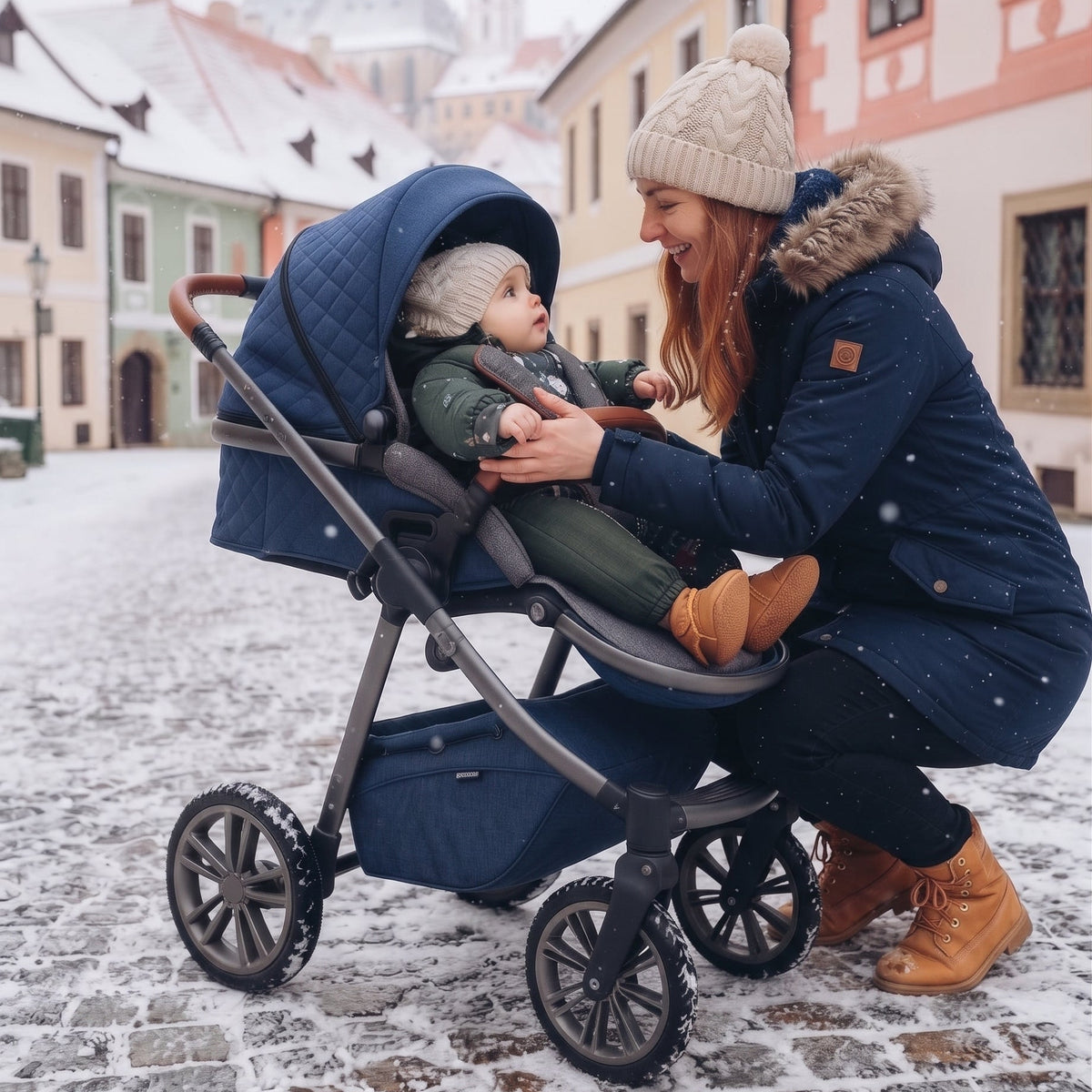 Monkey Mum® Combinezon de iarnă softshell pentru copii cu blăniță de miel - Micul vânător kaki cu ursuleț - măr.62/68, 74/80