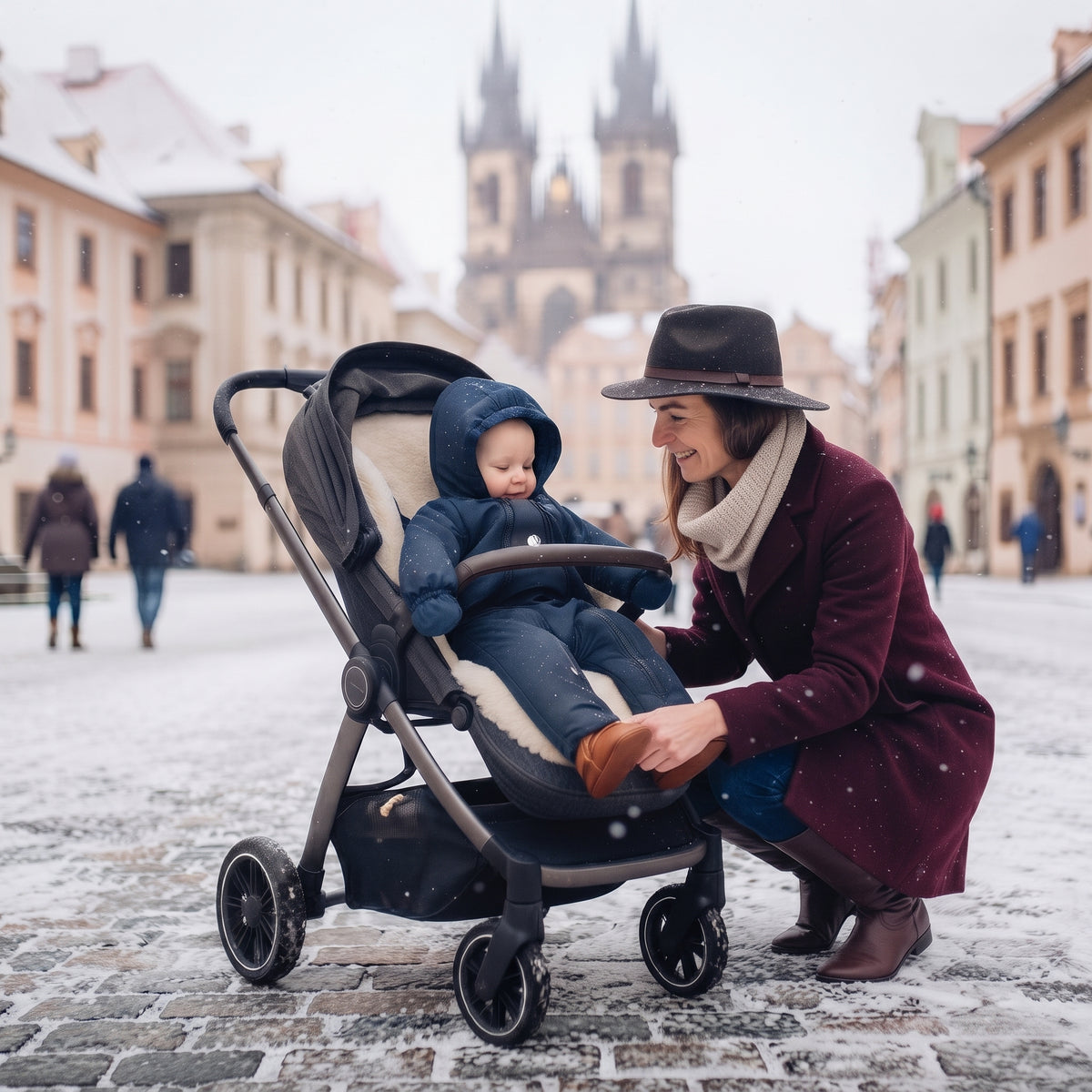 Monkey Mum® Combinezon de iarnă softshell pentru copii cu blăniță de miel - Poveste de seară - măr. 62/68, 74/80