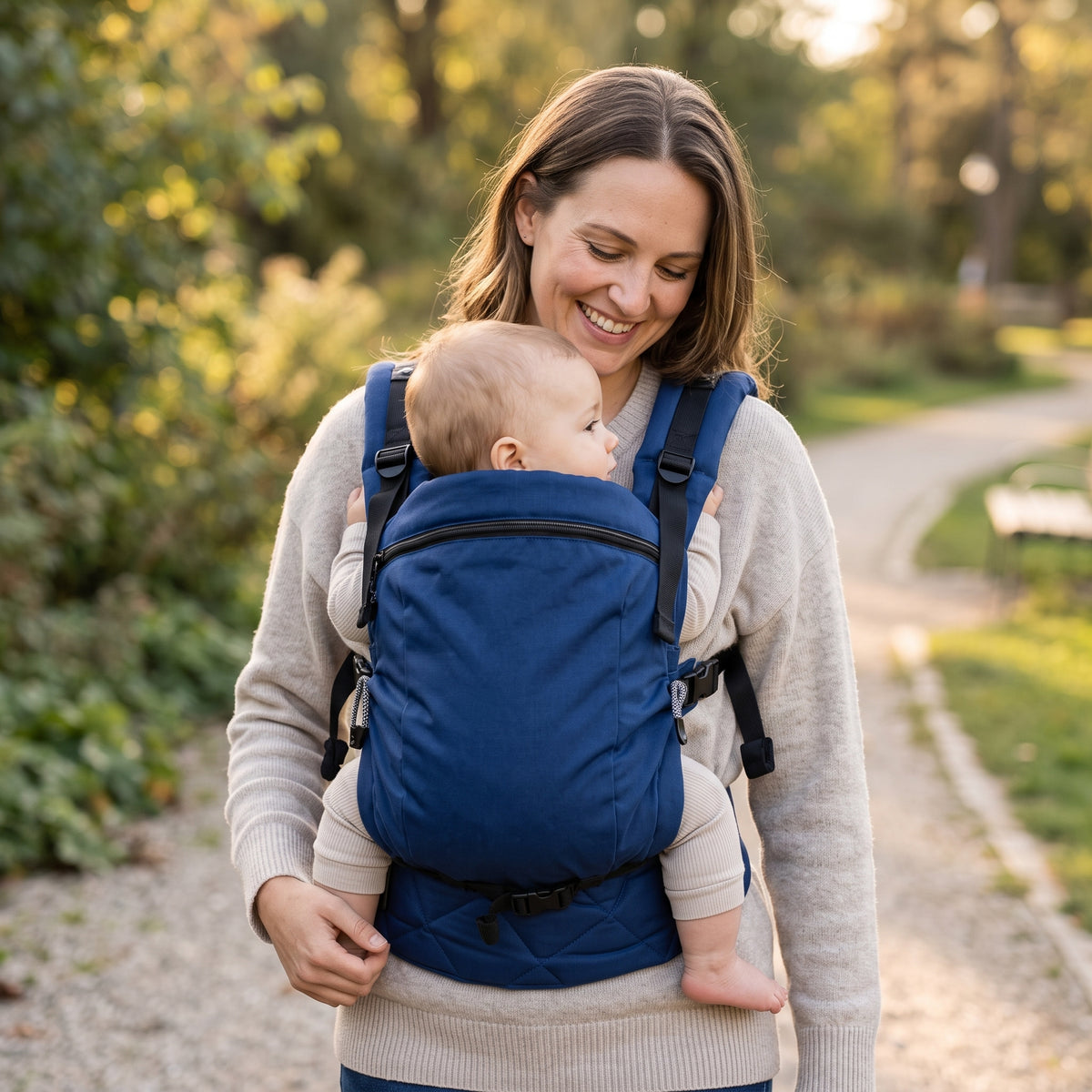 Monkey Mum® Marsupiu ergonomic ajustabil Carrie - Albastru marin
