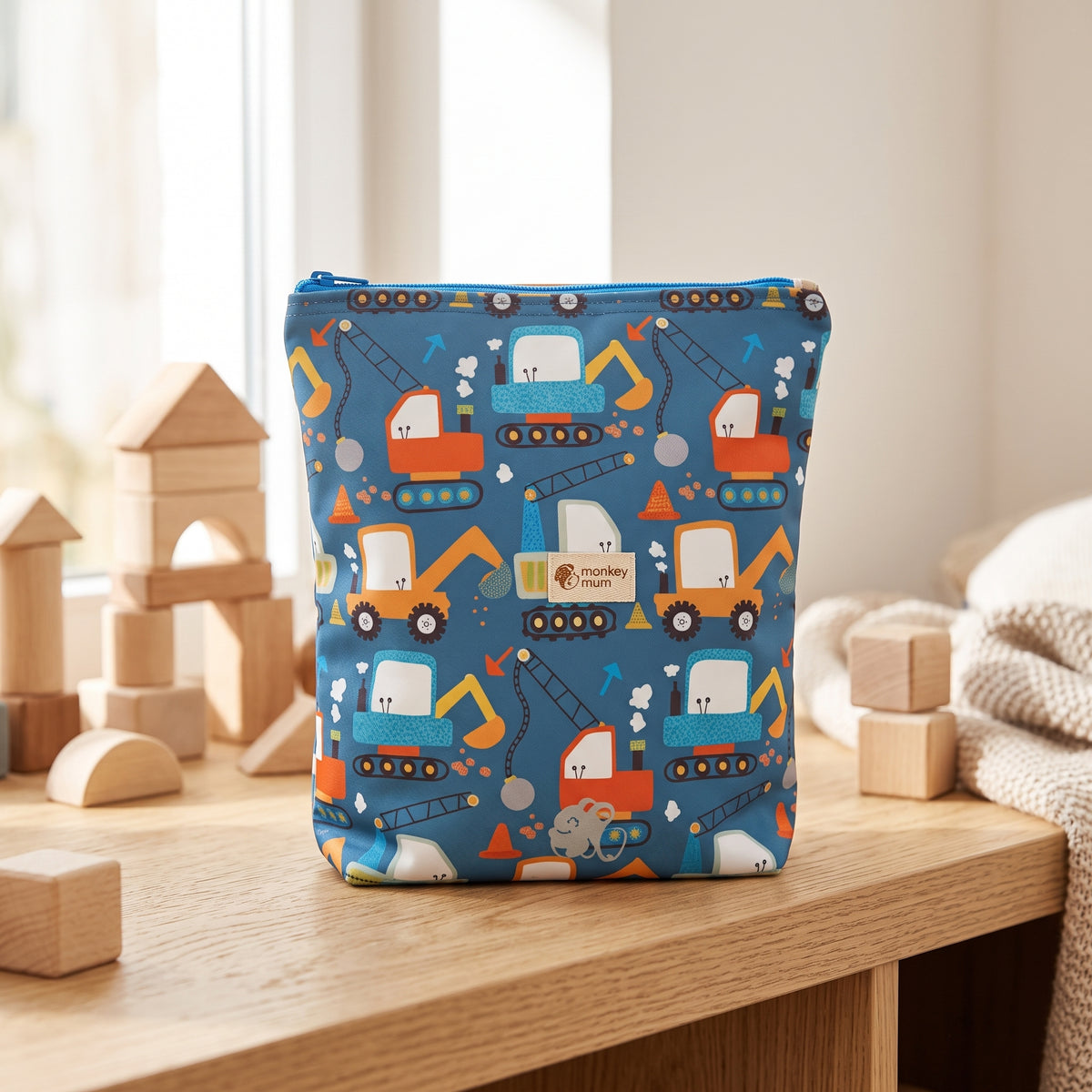 Rucsac softshell pentru copii Monkey Mum® - Șantier jucăuș