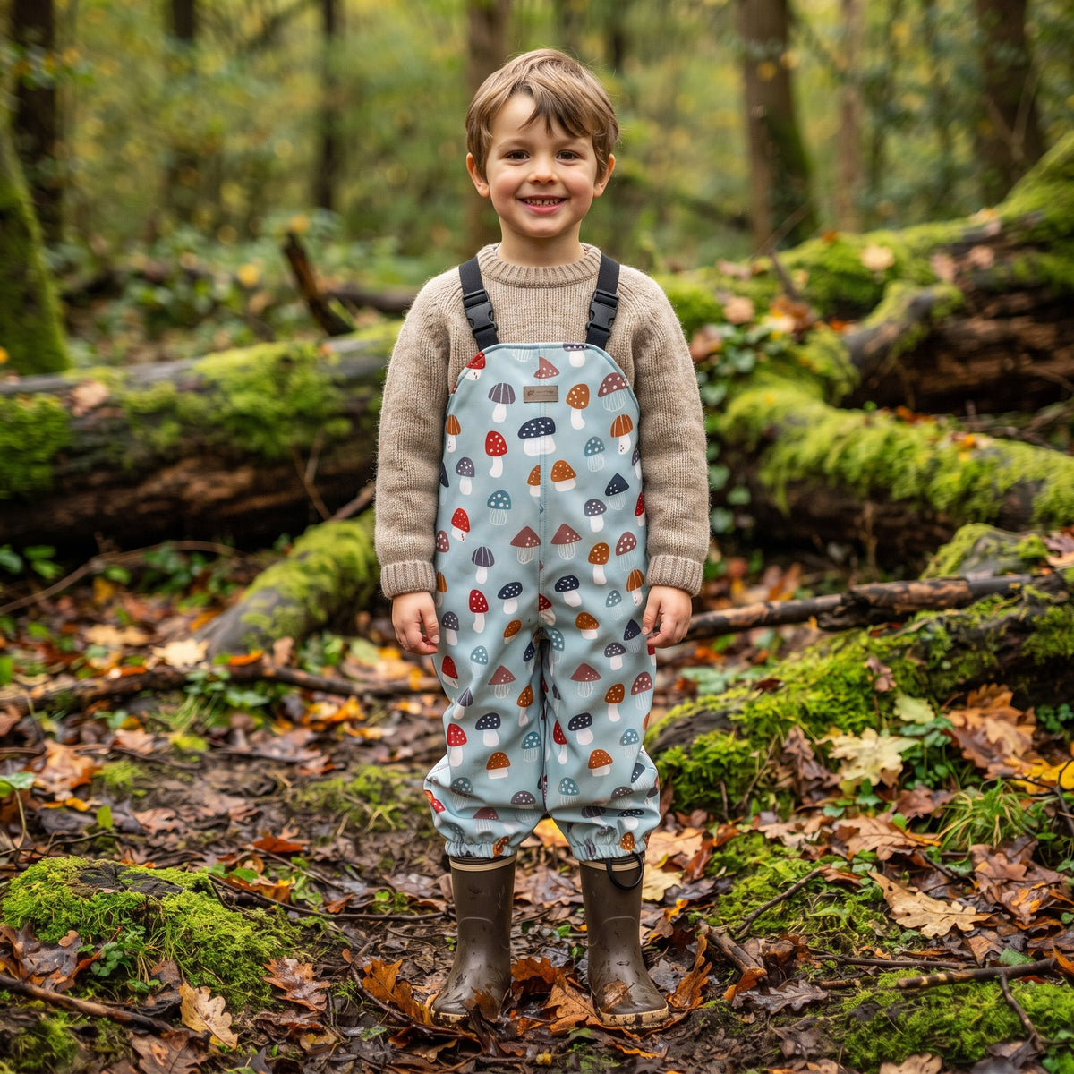 Monkey Mum® pantaloni cu pieptar softshell cu membrană - Bureți pestriți