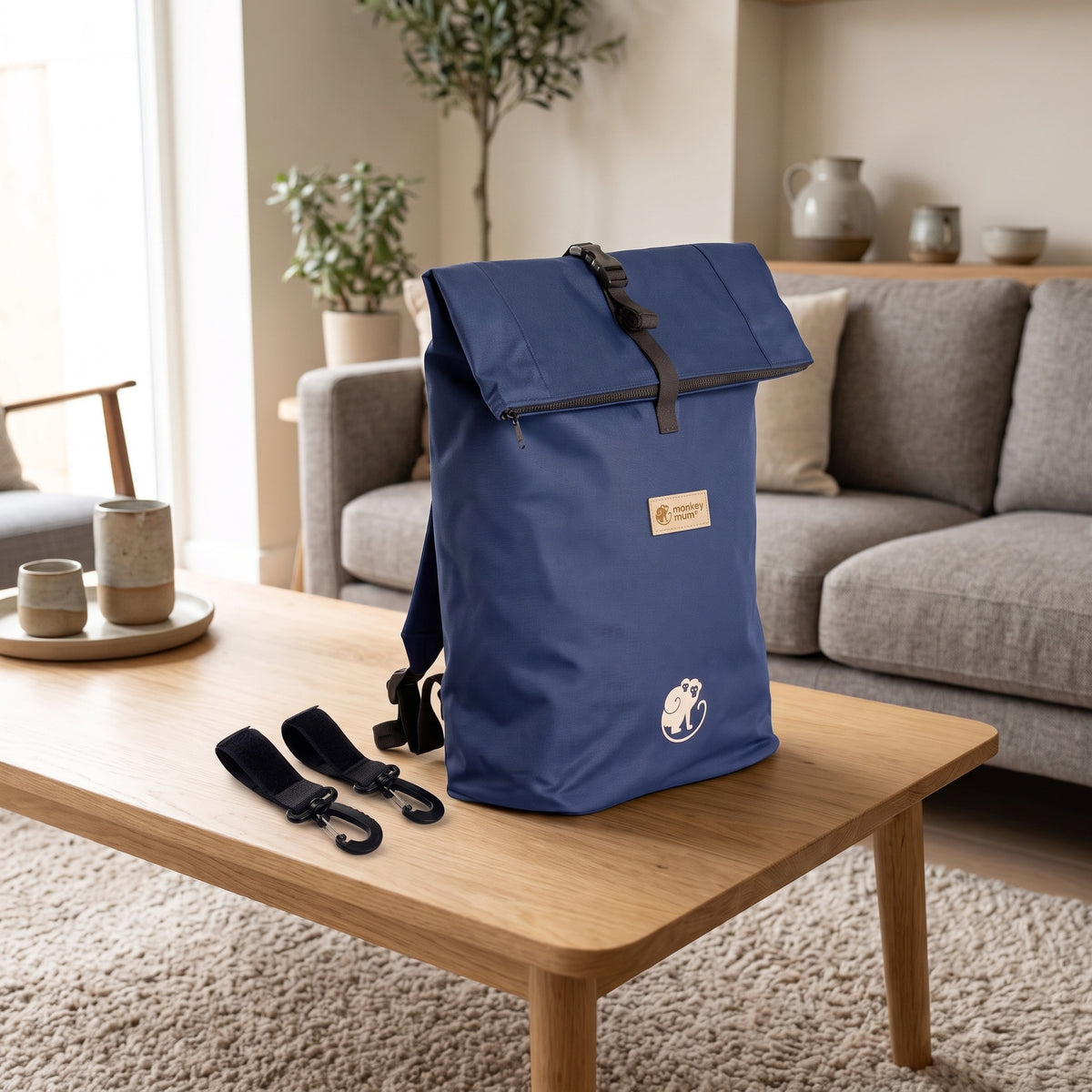 Monkey Mum® Rucsac integrat din twill pentru port-bebe Carrie - Bleumarin