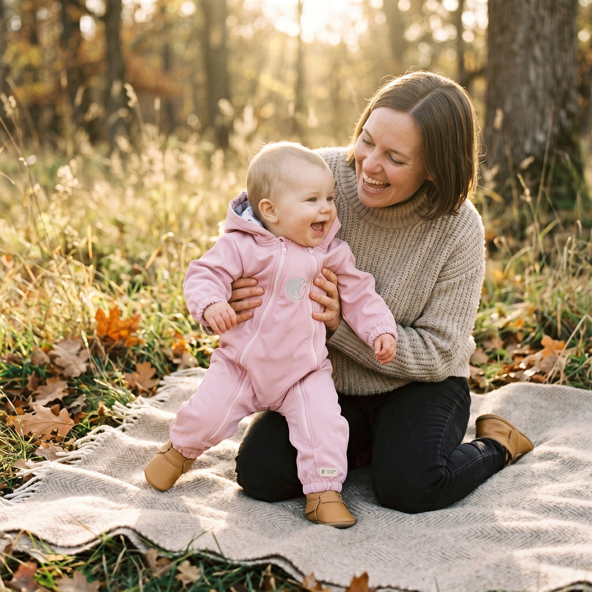 Monkey Mum® combinezon softshell cu membrană – Animăluțe dulci - măr. 62/68, 74/80