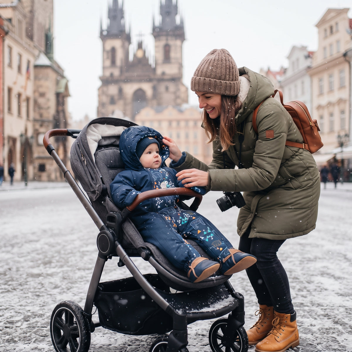 Monkey Mum® Combinezon de iarnă softshell pentru copii cu blăniță de miel - Poveste de seară cu ursuleț - măr. 62/68, 74/80