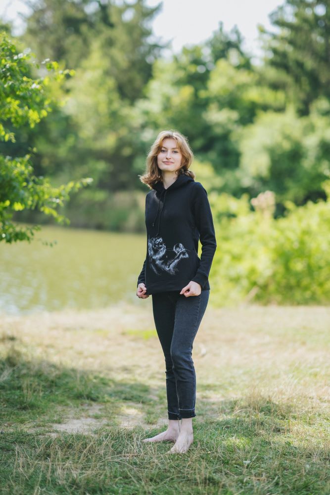 Hanorac pentru alăptare Monkey Mum® negru - maimuțică