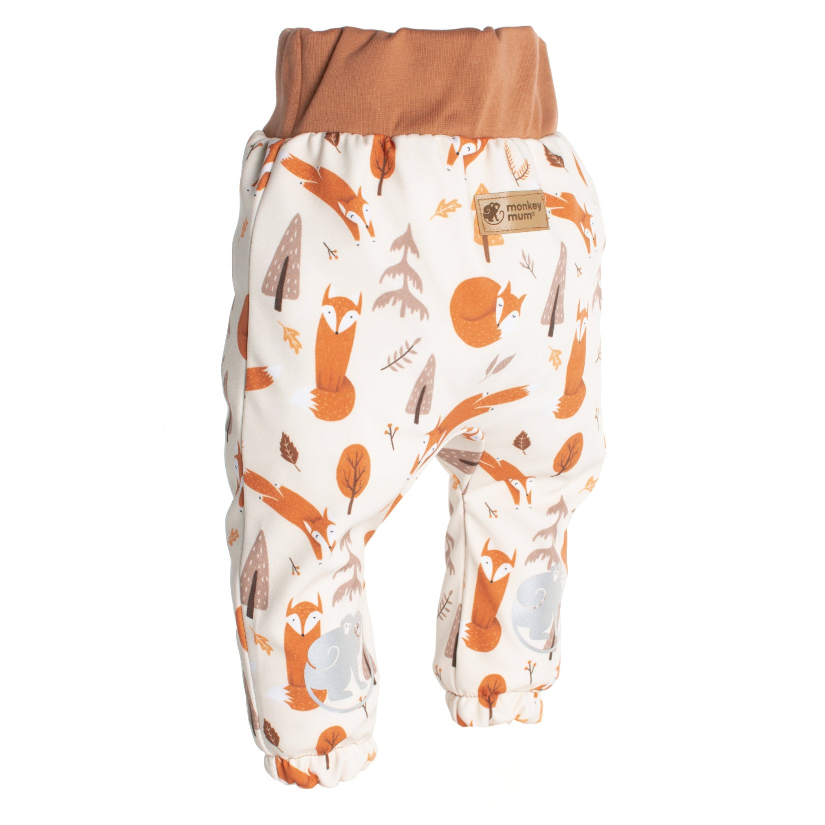 Pantaloni pentru copii din softshell cu membrană Monkey Mum® - Joacă de vulpi