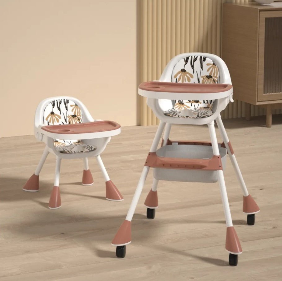 Scaun de masă pentru copii 2 în 1 Simple - Coffee Red
