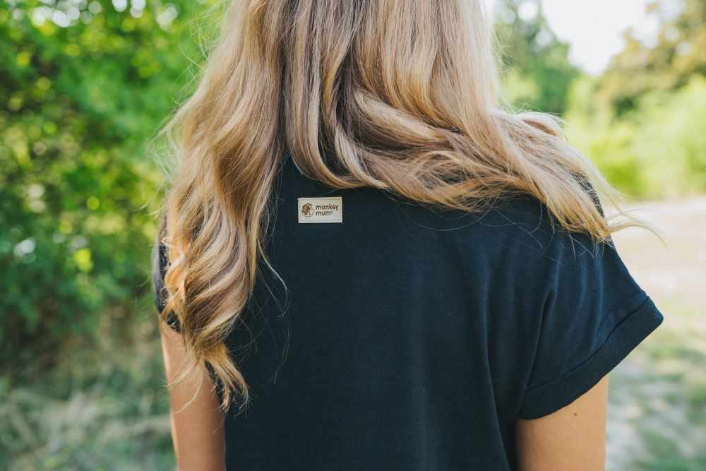 Tricou pentru alăptare Monkey Mum® negru - maimuțică