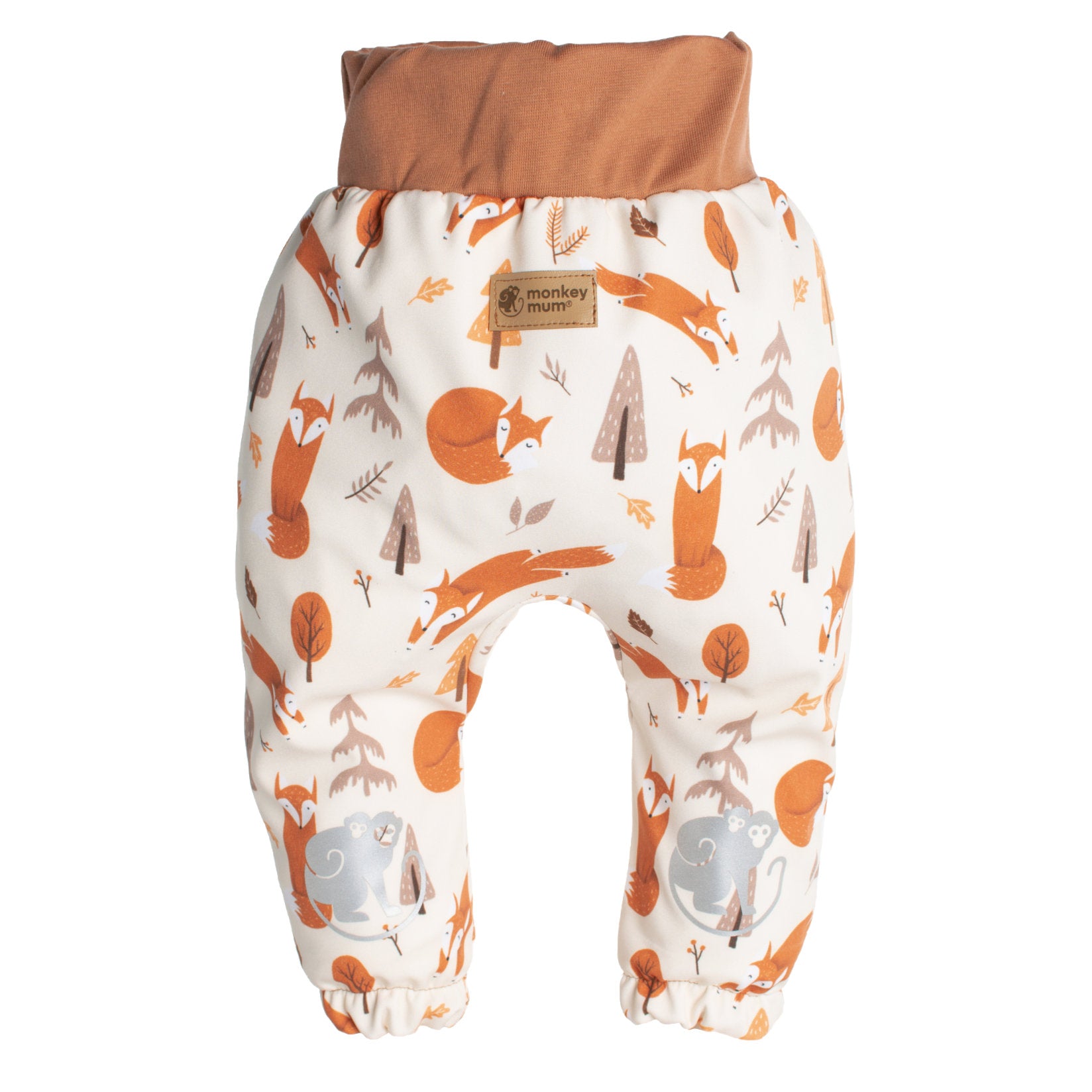 Pantaloni pentru copii din softshell cu membrană Monkey Mum® - Joacă de vulpi