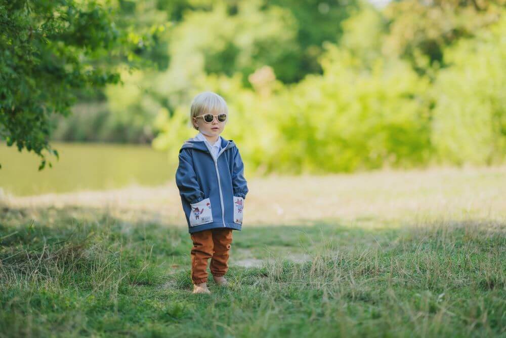 Pantaloni pentru copii din softshell cu membrană Monkey Mum® - Frunze de toamnă