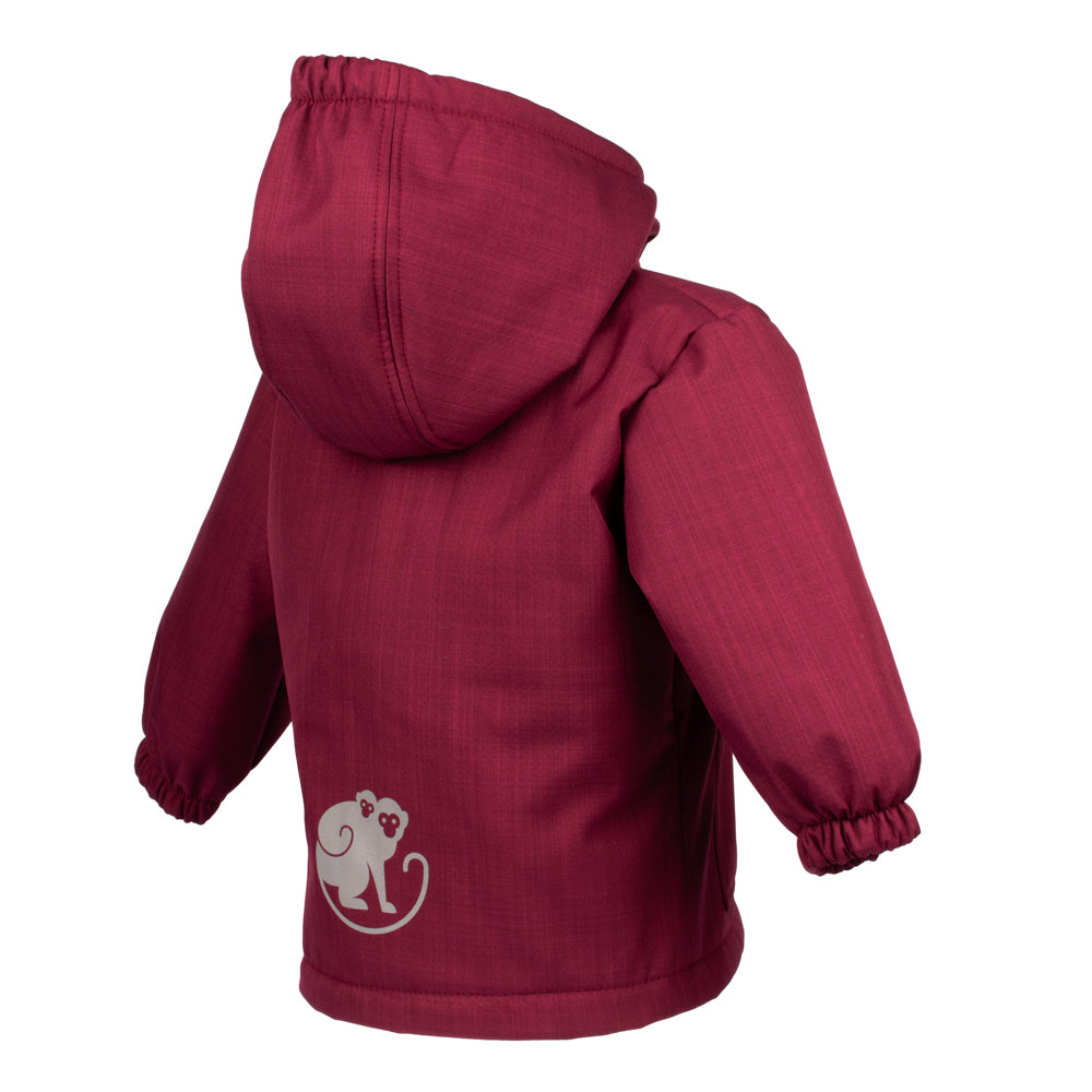 Geacă de iarnă softshell pentru copii cu mielușel Monkey Mum® - Scufița Roșie vișinie
