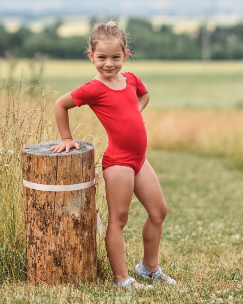 Fete balet, gimnastică tricou, roșu