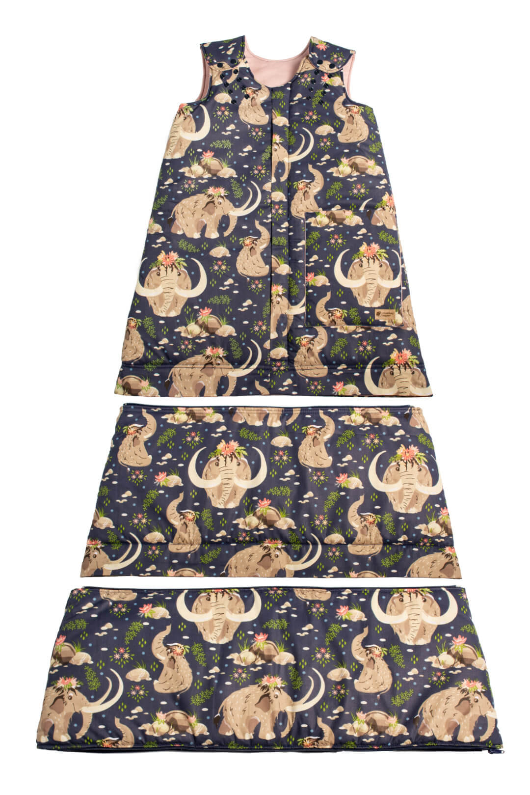 Sac de dormit de iarnă ajustabil Monkey Mum® 0 - 4 ani - set - Micuța prințesă mamut