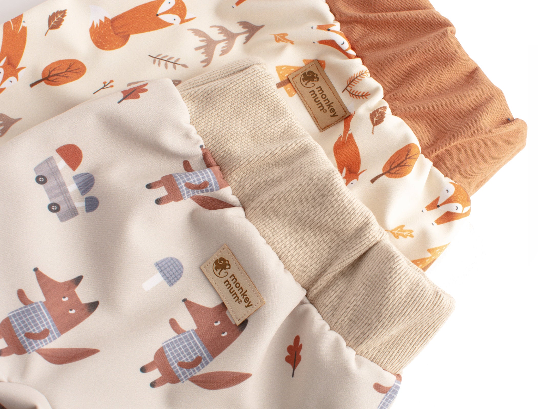 Pantaloni pentru copii din softshell cu membrană Monkey Mum® - Joacă de vulpi