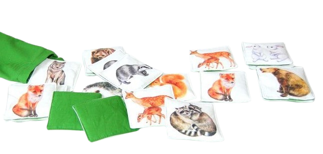 MyMoo Joc de memorie din material textil – set 10 perechi - O plimbare prin pădure